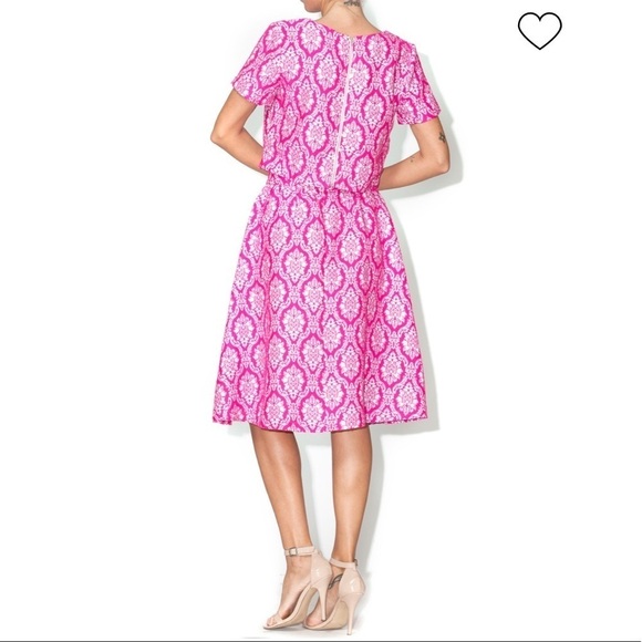 Fuchsia/Pink & White Damask Midi Skirt - Picture 2 of 7